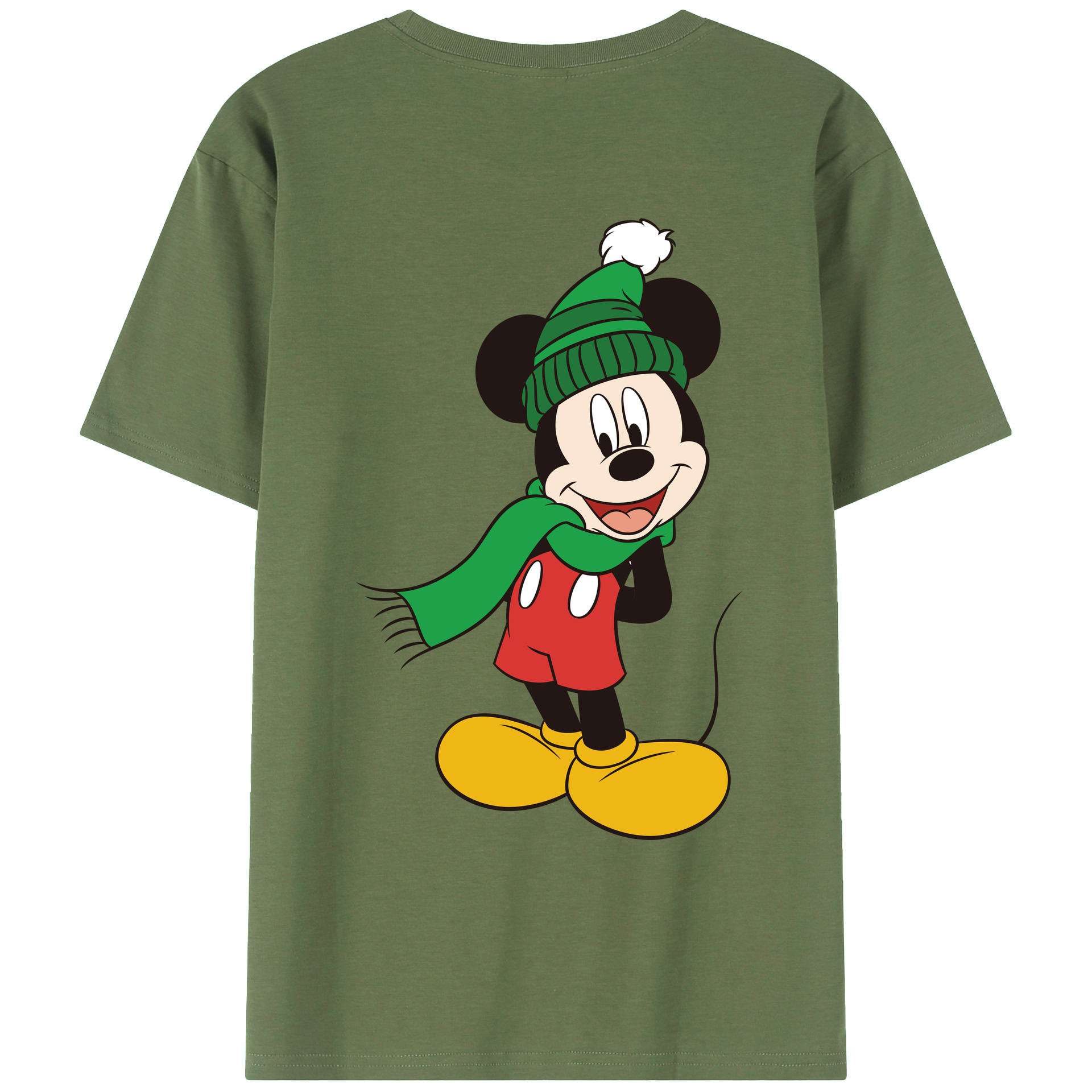（画像用） ミッキーマウス Mickey Mouse 綿100％ メンズ半袖Tシャツ（バックプリント） 通気性